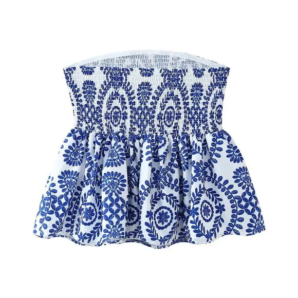 Strapless Ruched Flowy Top - Picture 2 of 6